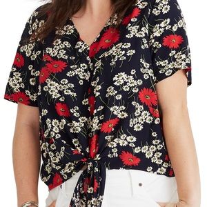 Madewell Hillside Daisies Tie Front Top S